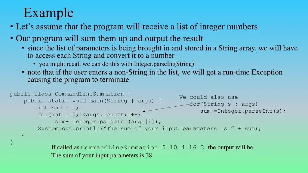 example let s assume that the program will