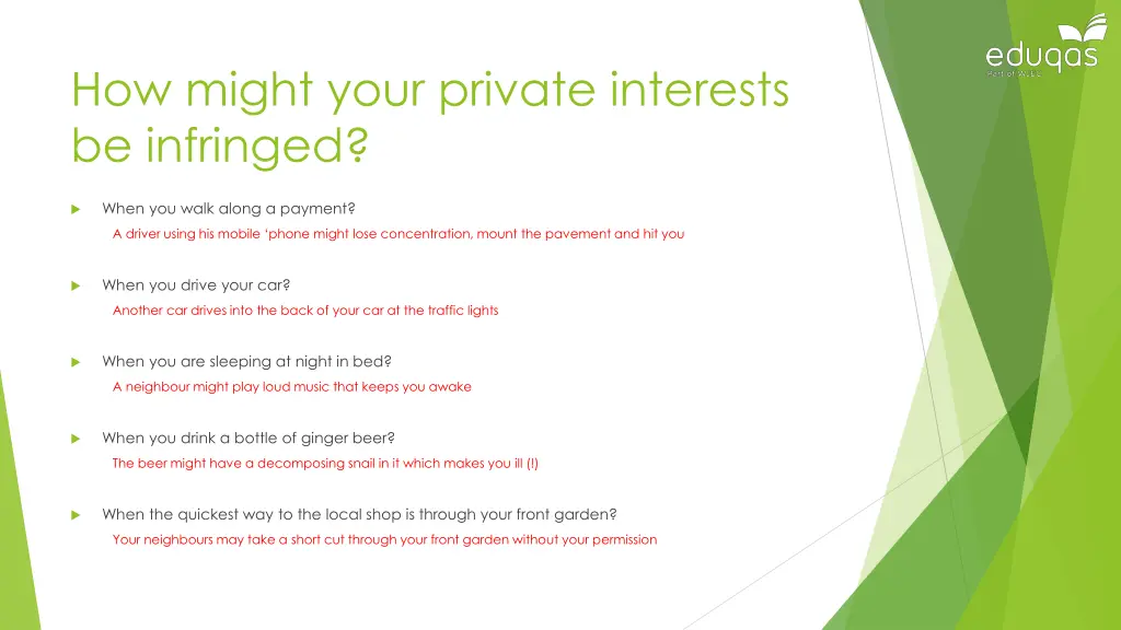 how might your private interests be infringed 1