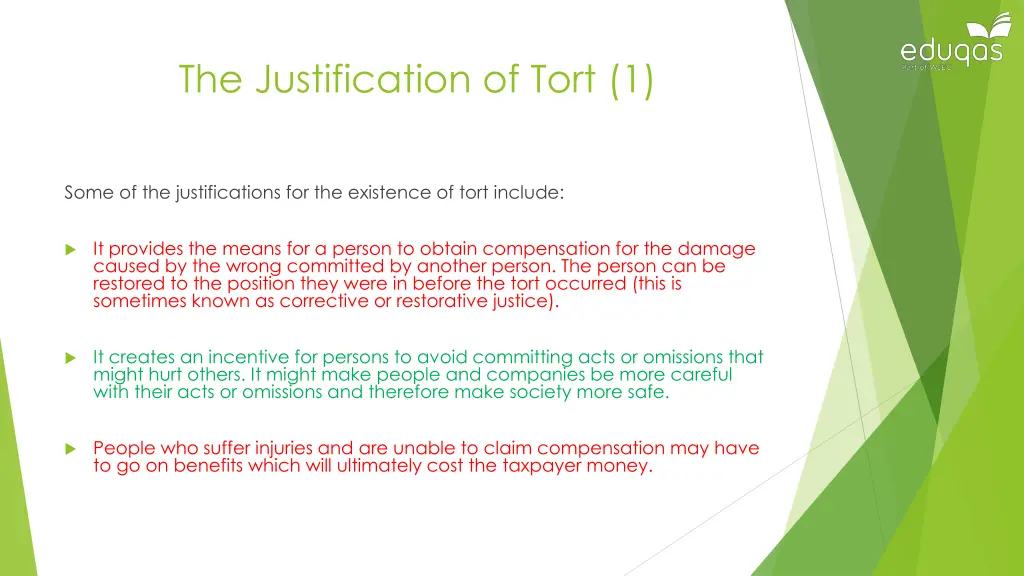the justification of tort 1