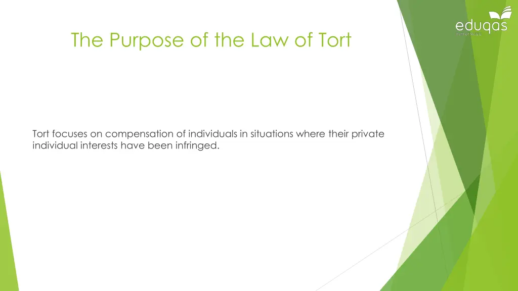 the purpose of the law of tort
