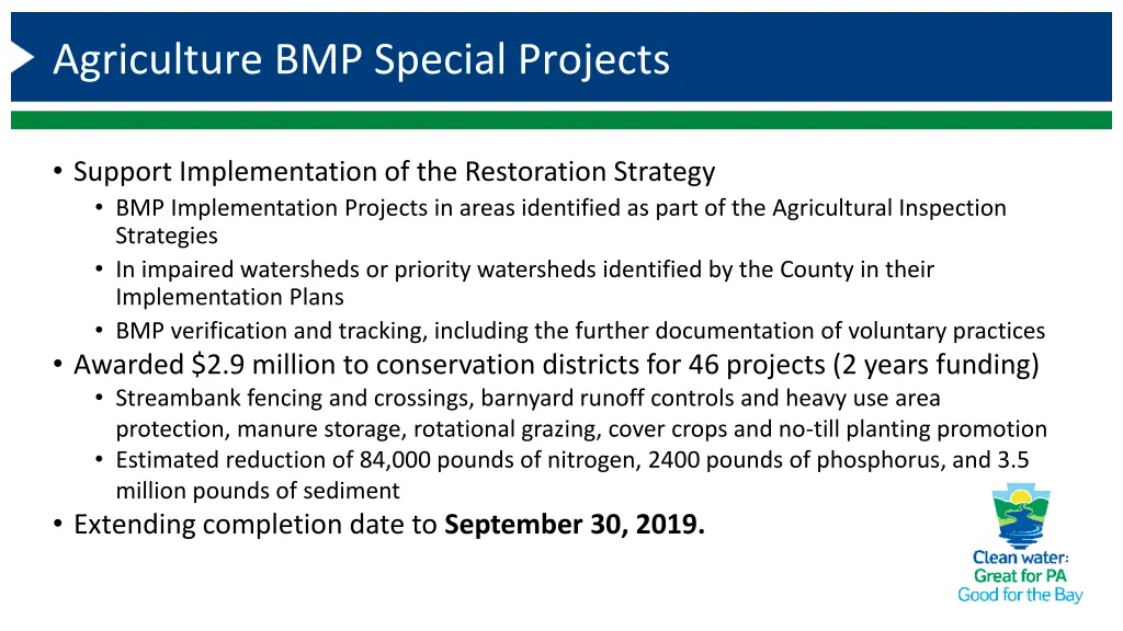 agriculture bmp special projects