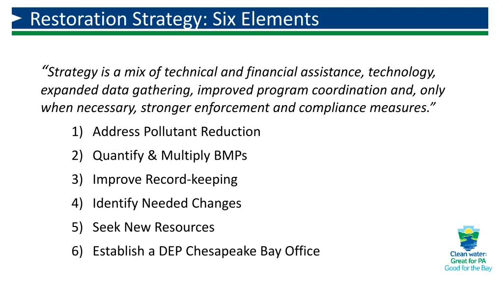 restoration strategy six elements