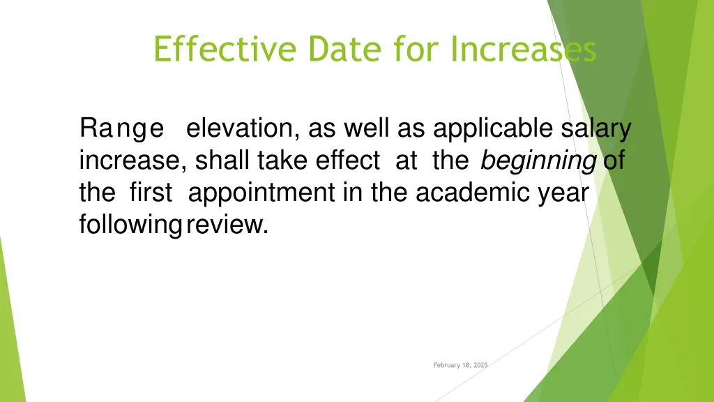effective date for increases