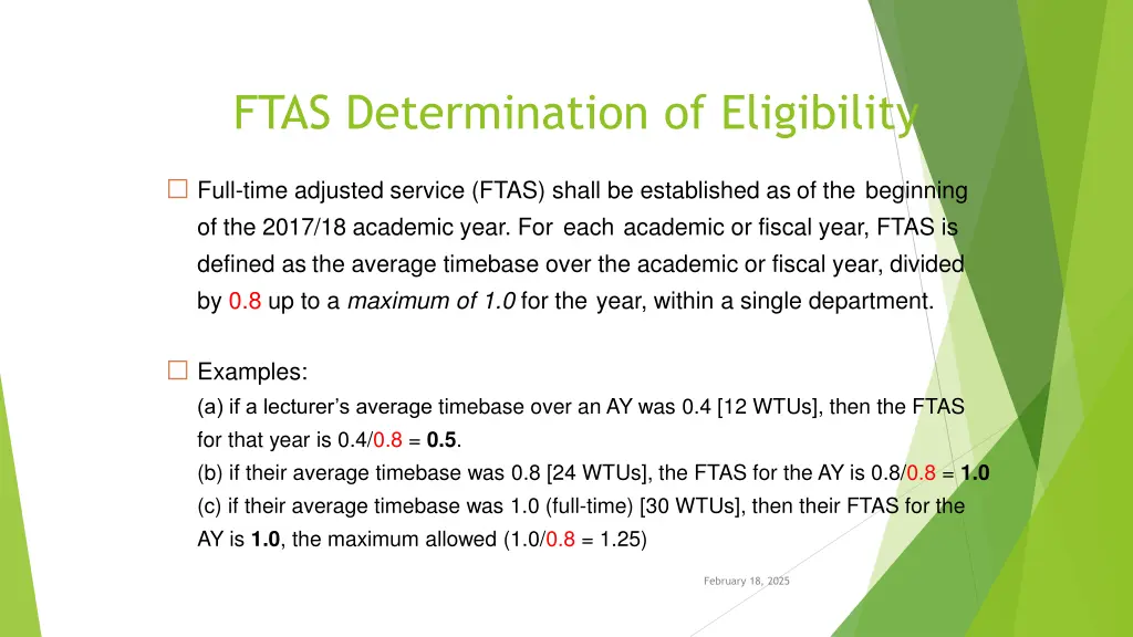 ftas determination of eligibility