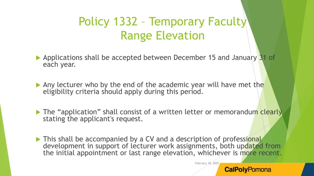 policy 1332 temporary faculty range elevation