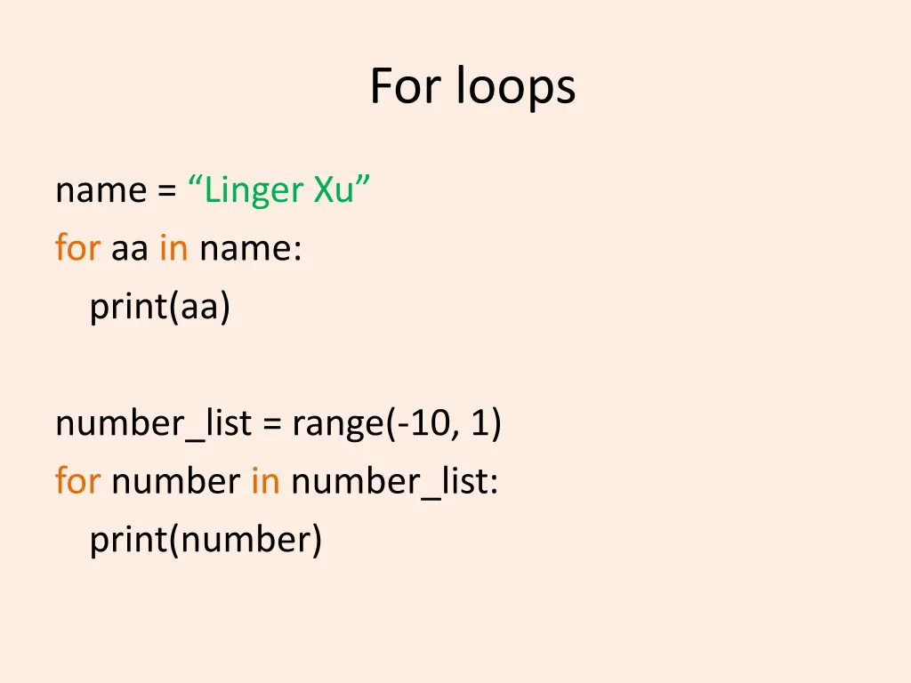 for loops