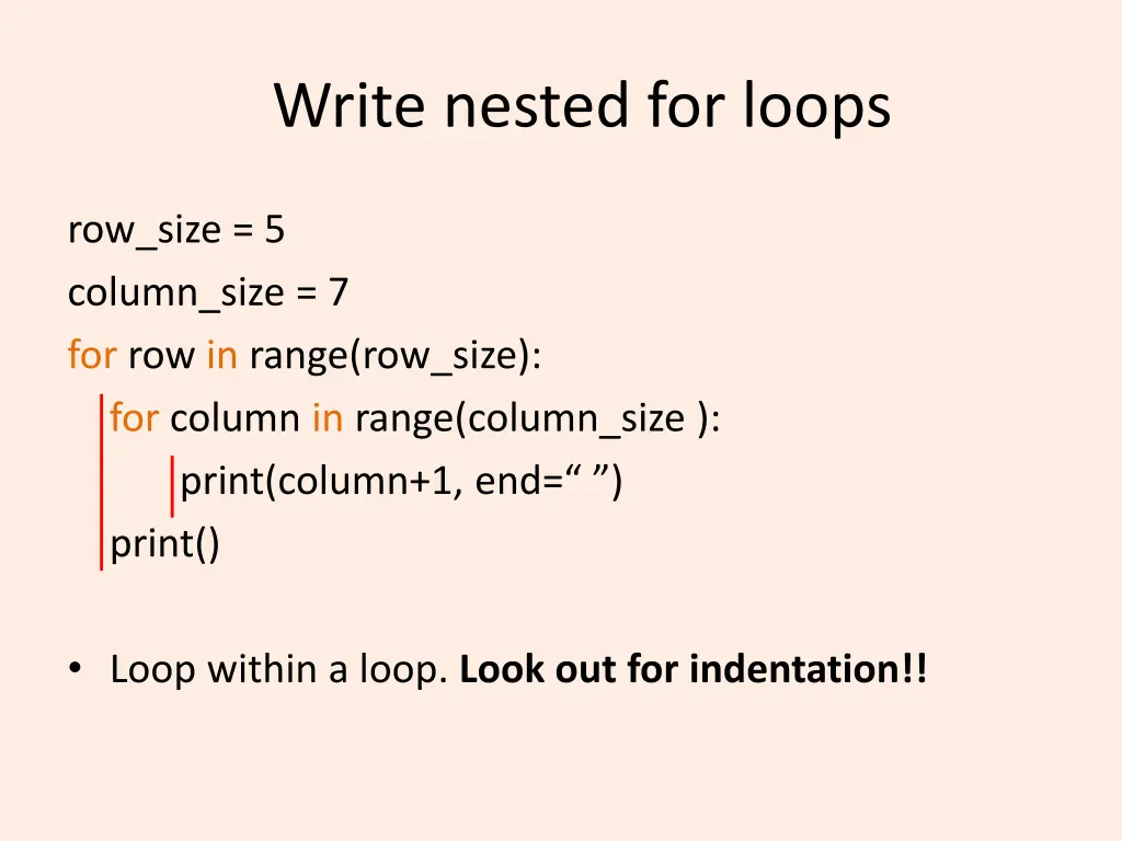 write nested for loops 1