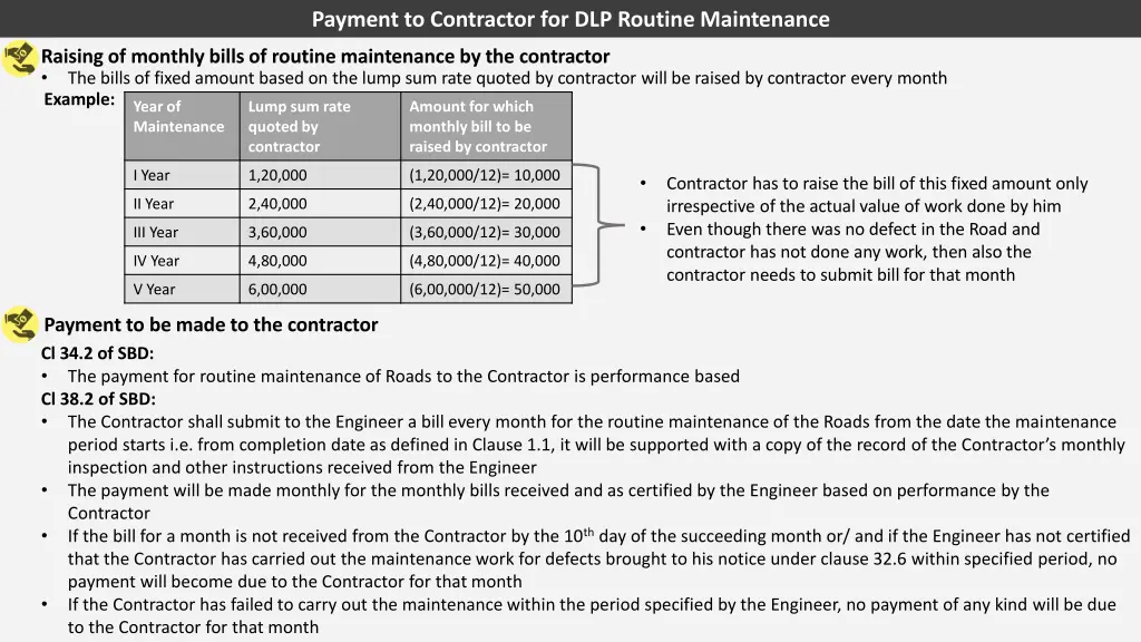 payment to contractor for dlp routine maintenance 1