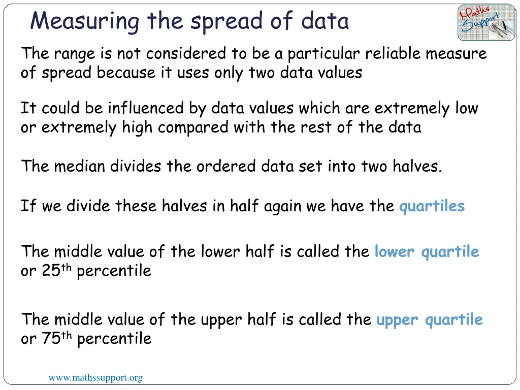 measuring the spread of data the range