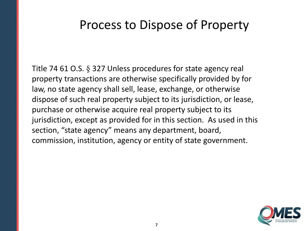 process to dispose of property
