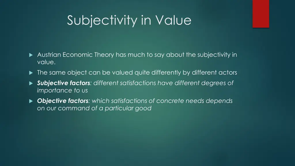 subjectivity in value