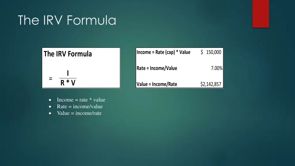 the irv formula