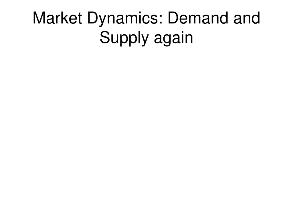 market dynamics demand and supply again