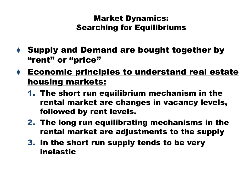 market dynamics searching for equilibriums