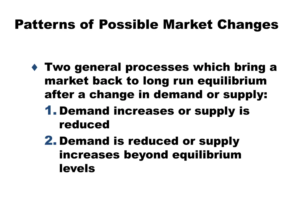 patterns of possible market changes