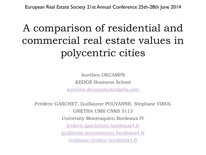 european real estate society 21st annual