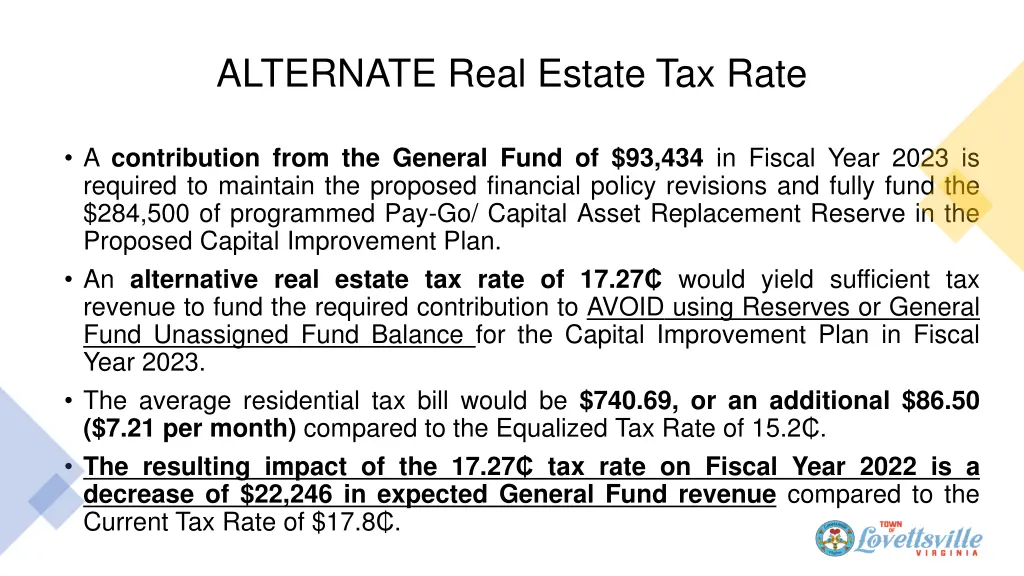 alternate real estate tax rate