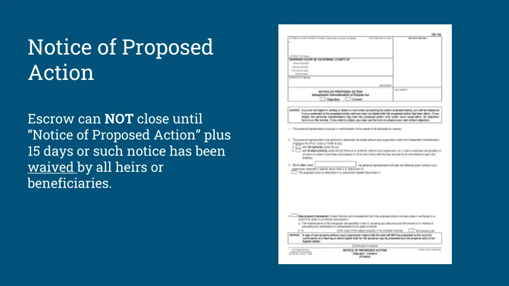 notice of proposed action