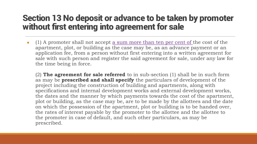 section 13 no deposit or advance to be taken