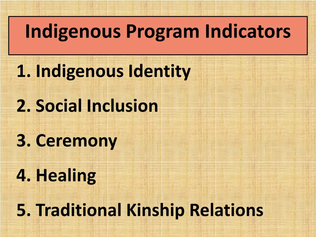 indigenous program indicators