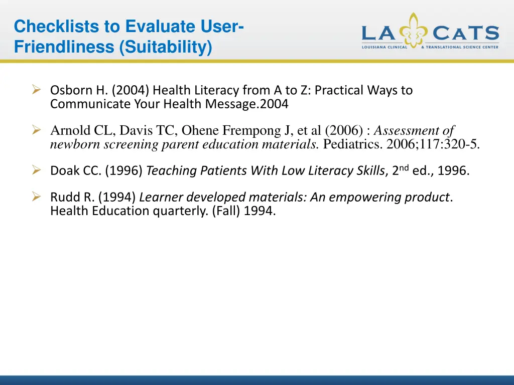 checklists to evaluate user friendliness