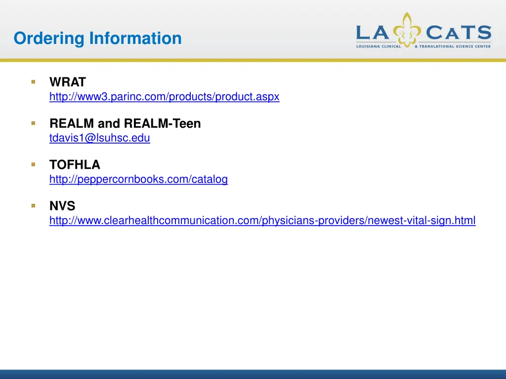 ordering information