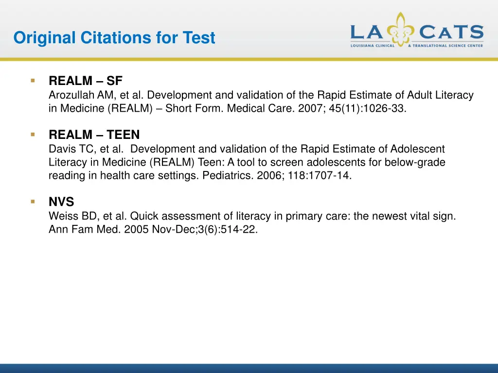 original citations for test 1