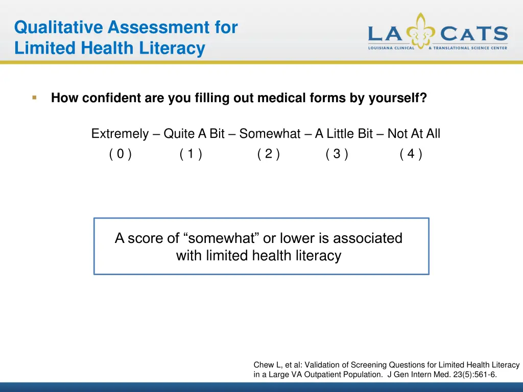 qualitative assessment for limited health literacy