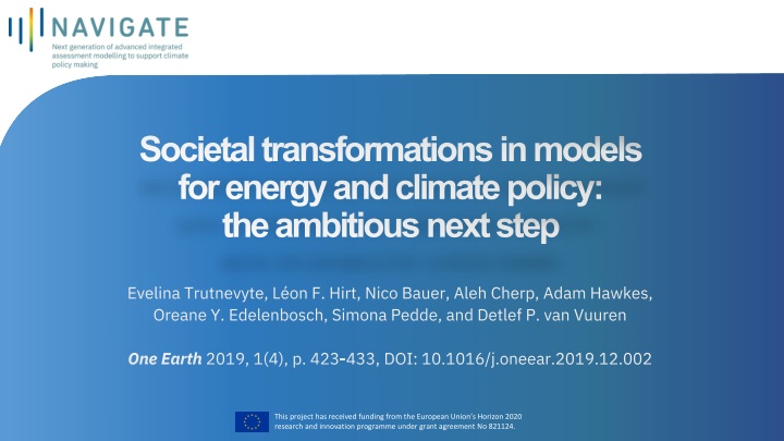 societal transformations in models for energy