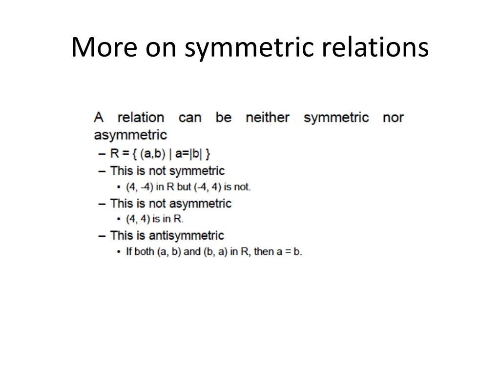 more on symmetric relations