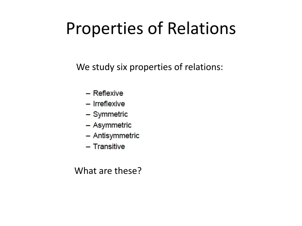 properties of relations