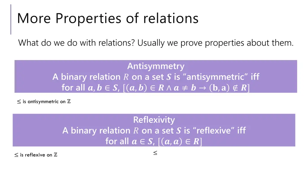 more properties of relations