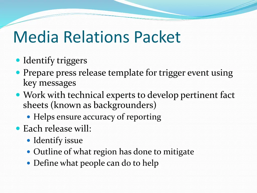 media relations packet