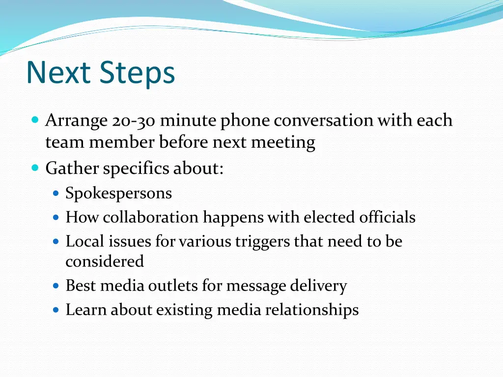 next steps