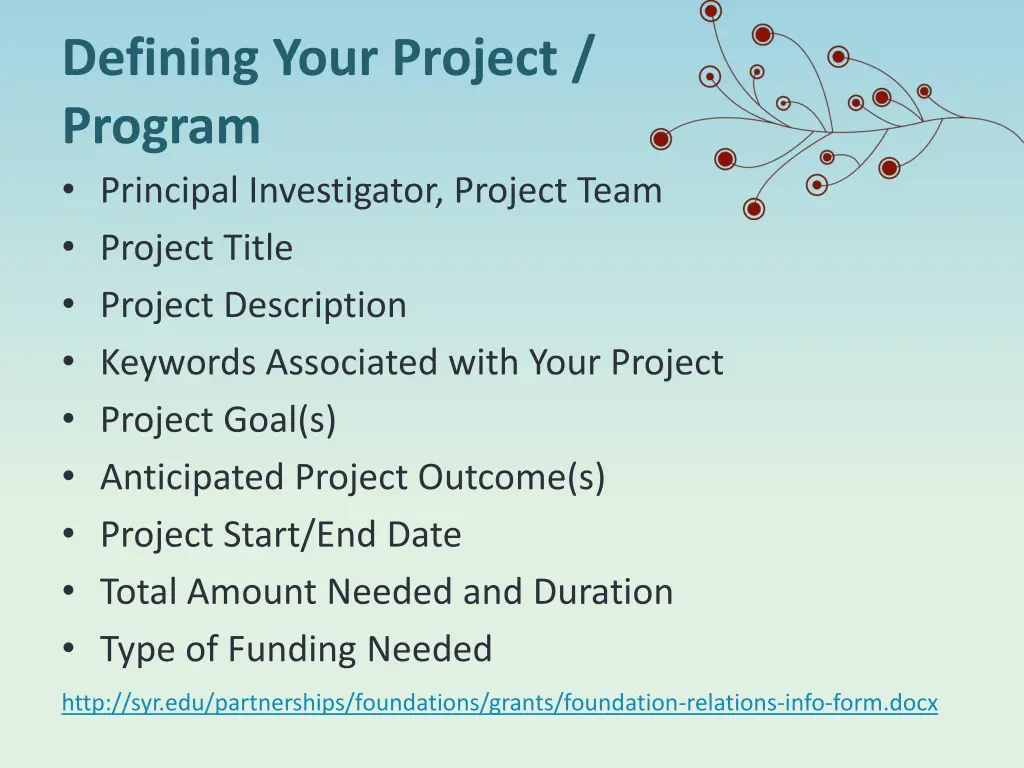 defining your project program principal