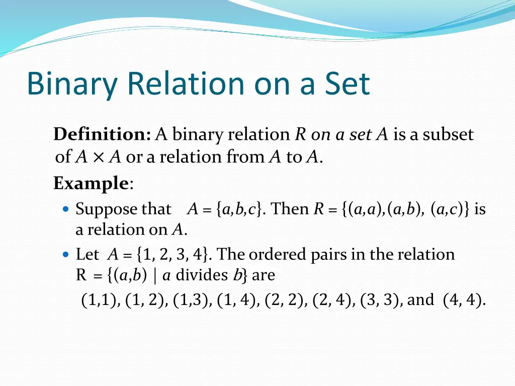 binary relation on a set