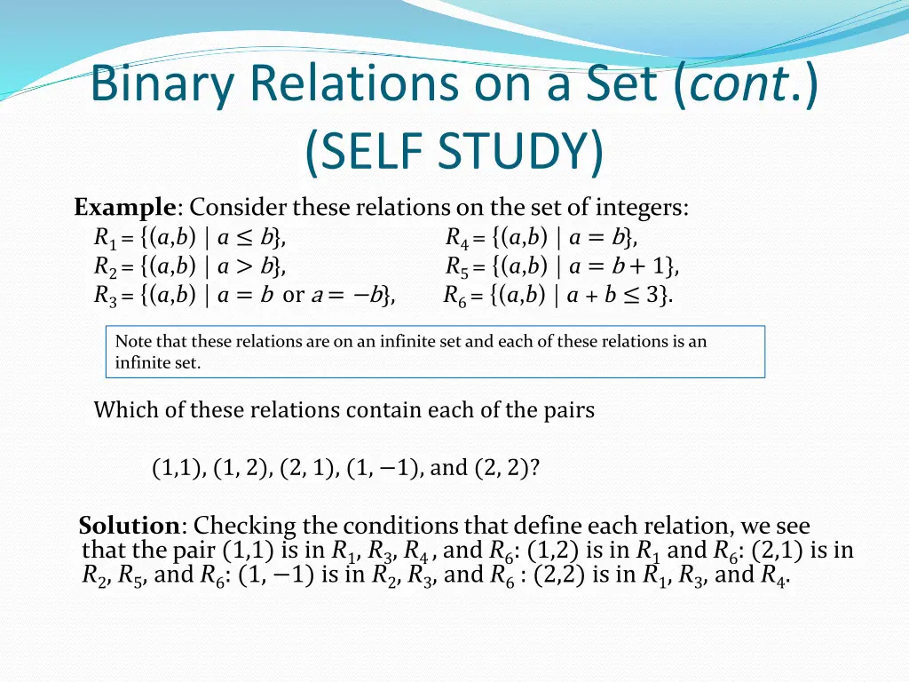 binary relations on a set cont self study