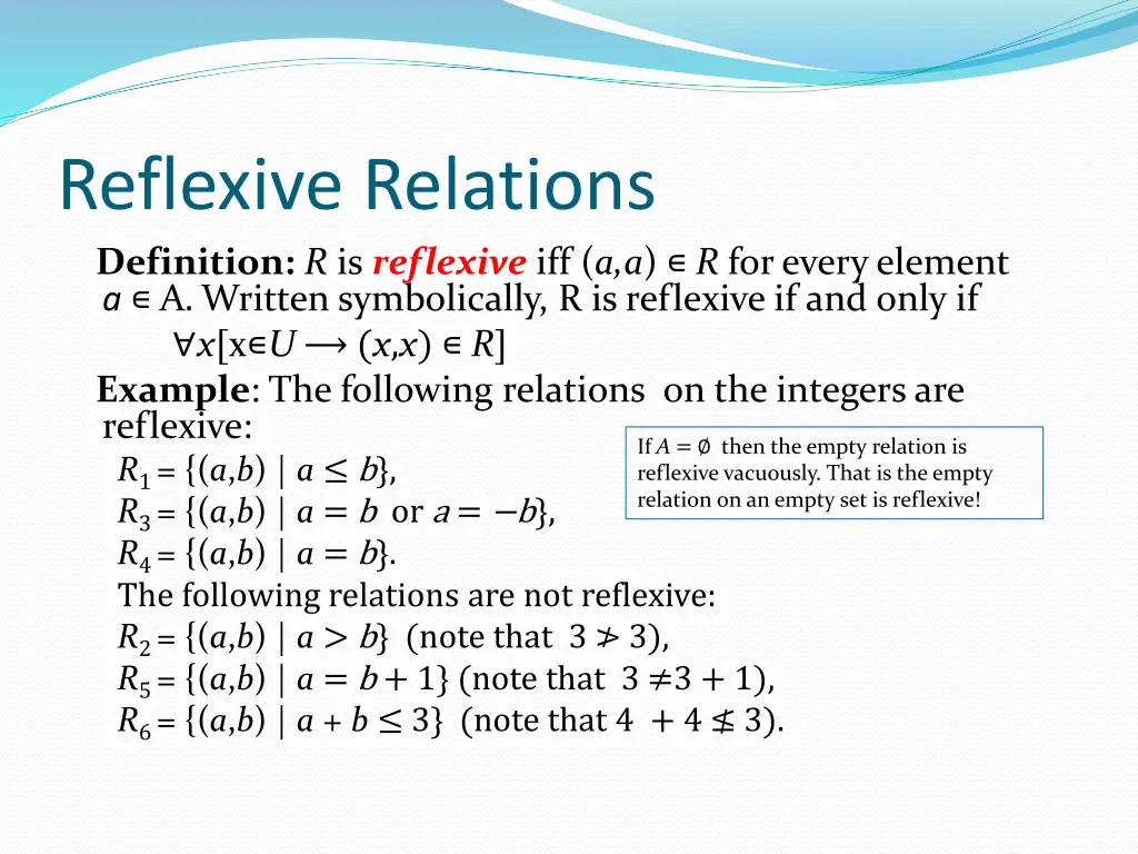 reflexive relations definition r is reflexive