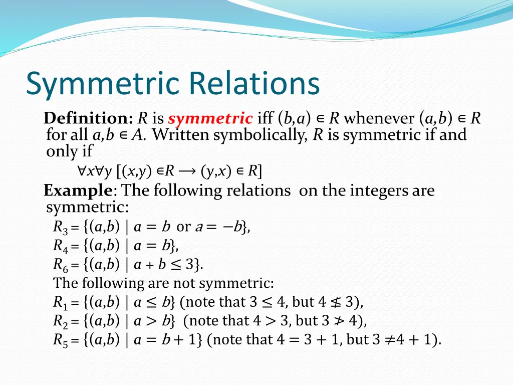 symmetric relations definition r is symmetric