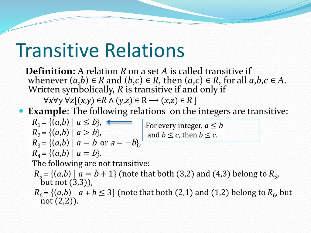 transitive relations definition a relation
