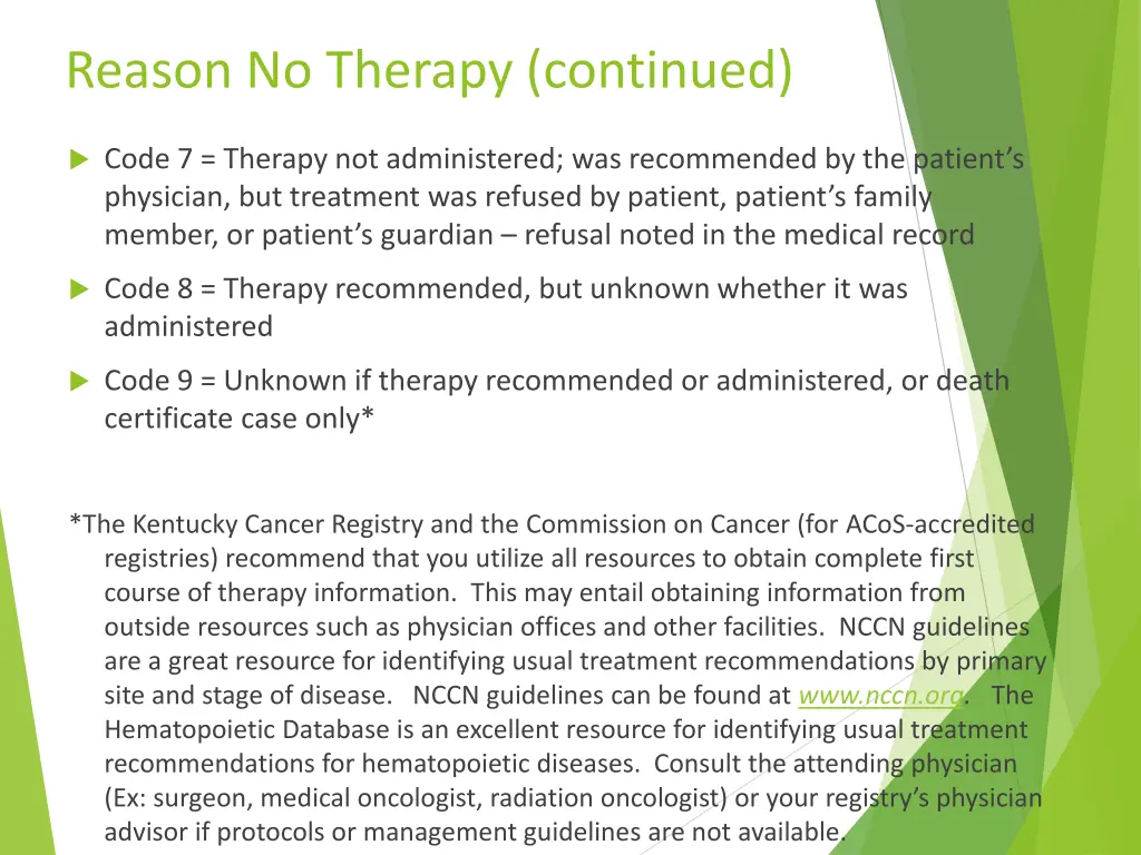 reason no therapy continued 4
