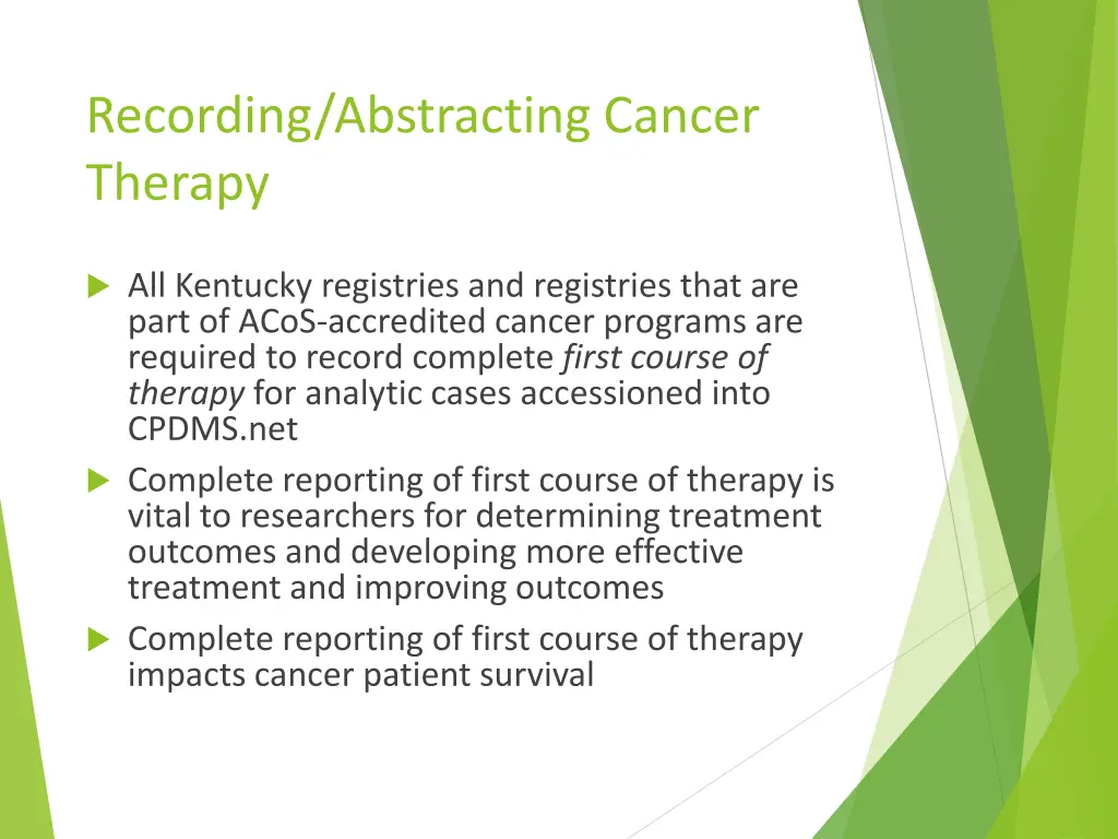 recording abstracting cancer therapy