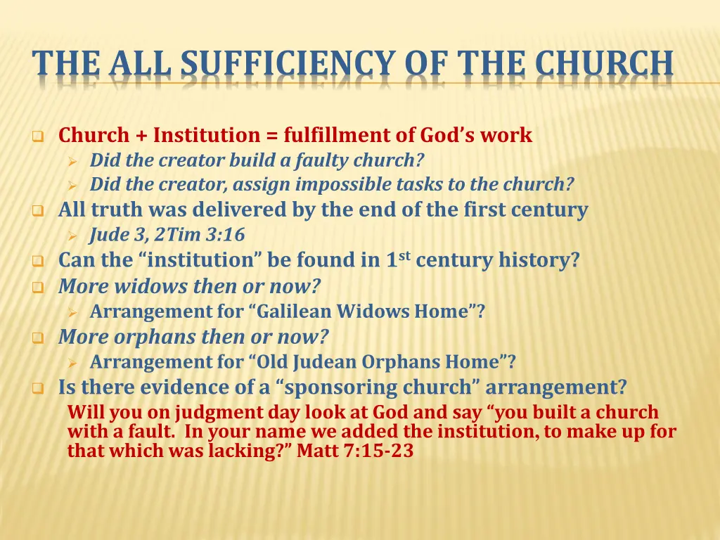 the all sufficiency of the church