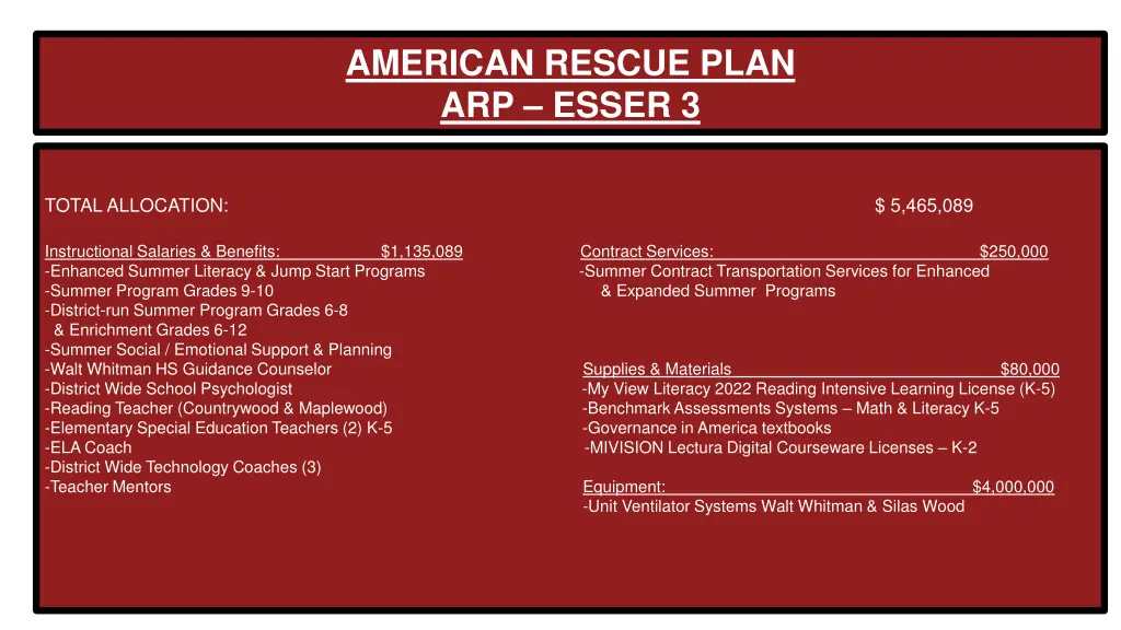 american rescue plan arp esser 3