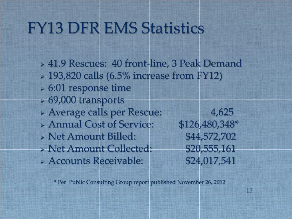 fy13 dfr ems statistics