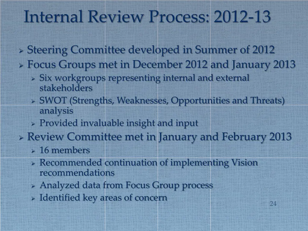 internal review process 2012 13