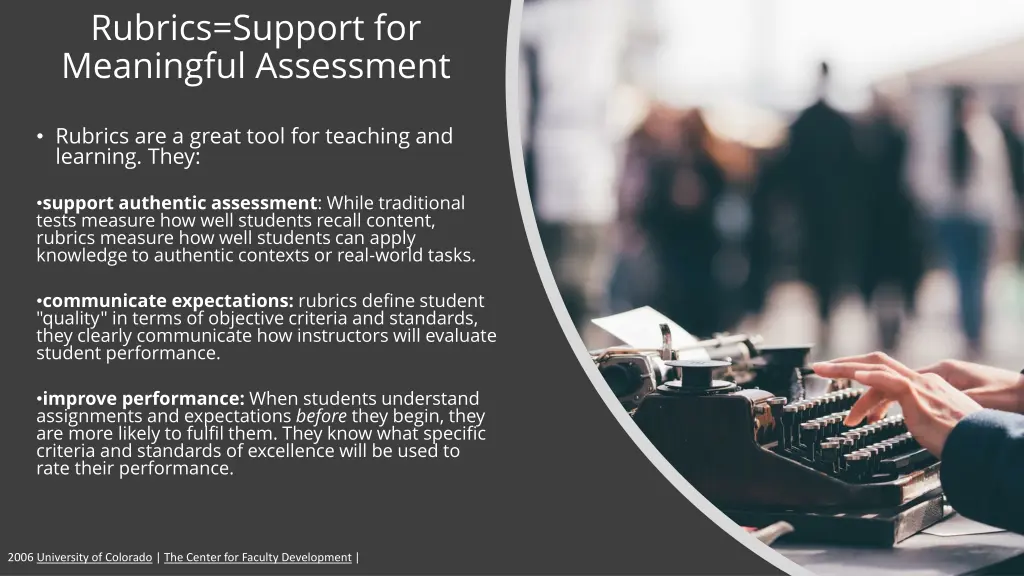 rubrics support for meaningful assessment