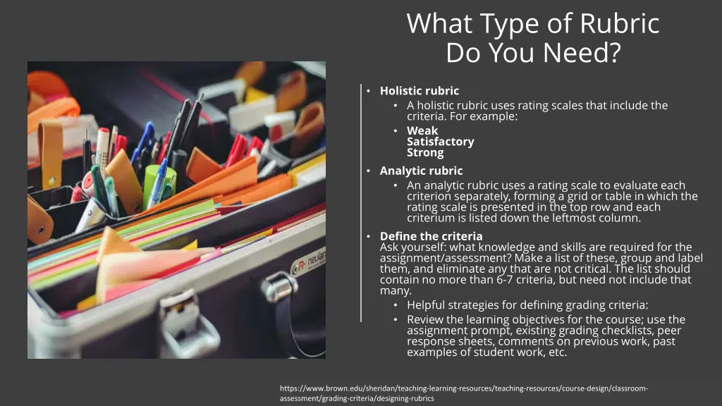 what type of rubric do you need