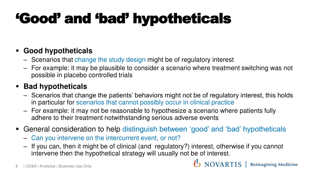good and bad hypotheticals good