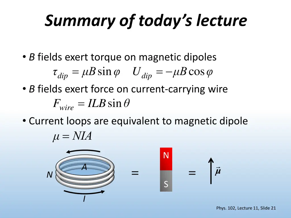 summary of today s lecture